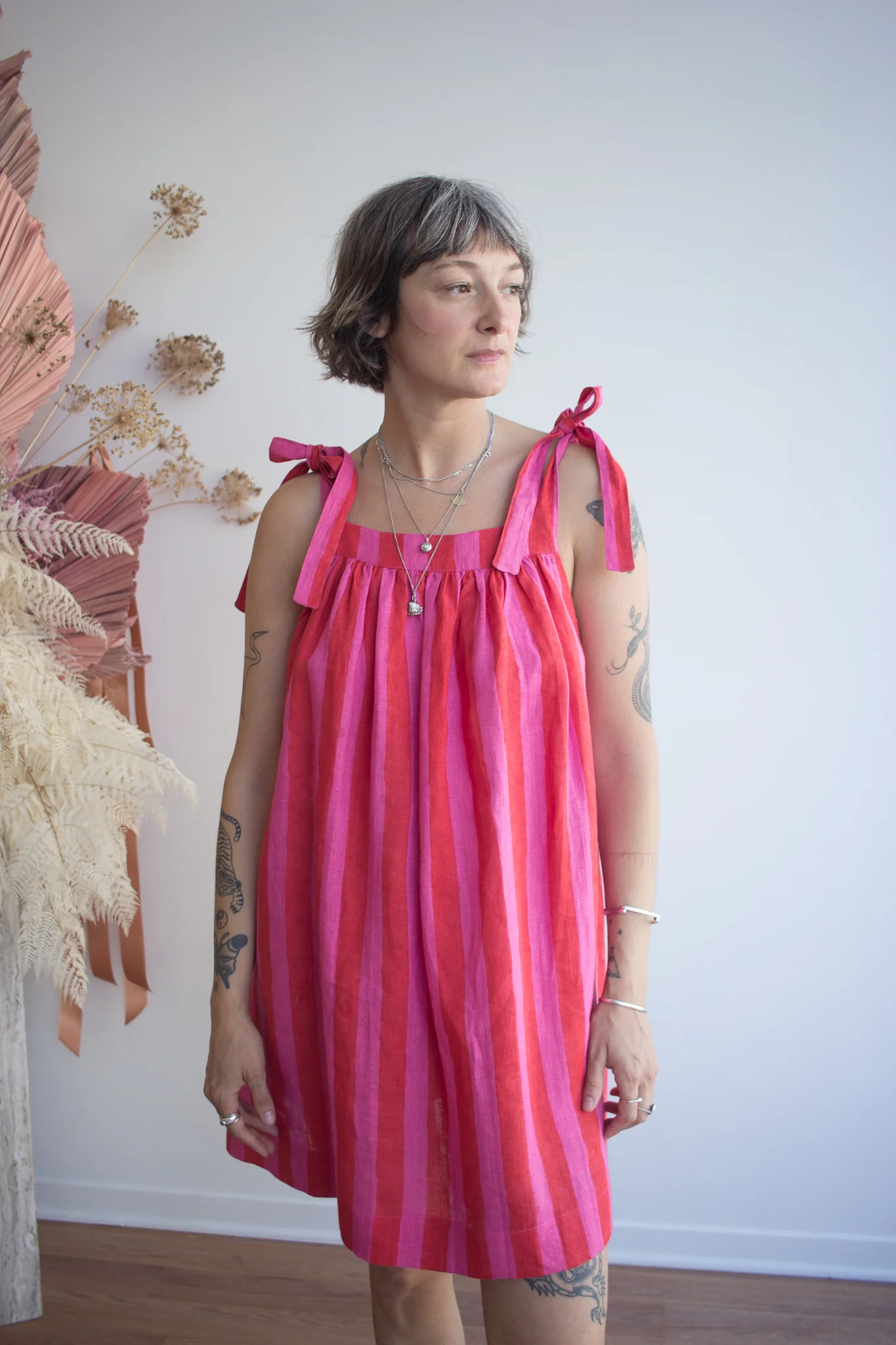 Kate Austin Designs Mimi Dress (Pink/Red Cabana Stripe)
