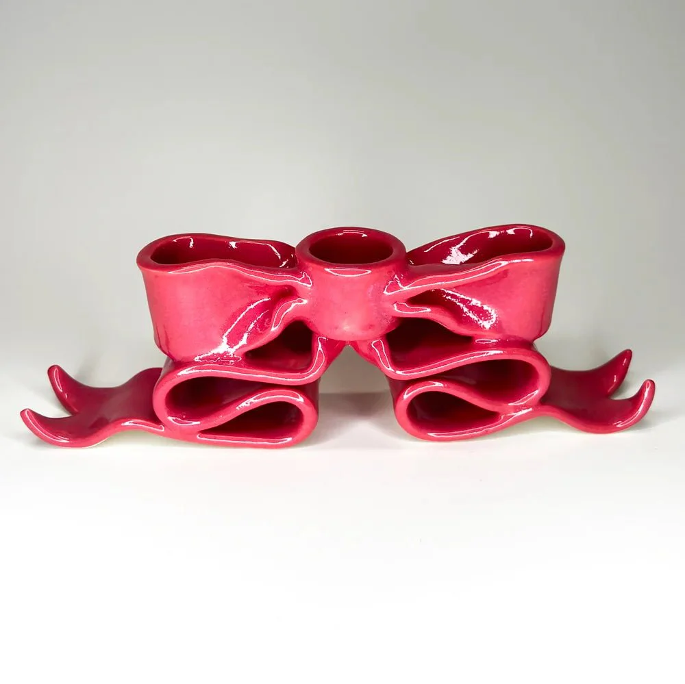 Kiki Bridges Bow Crush Candlestick Holder (Texas Rose)