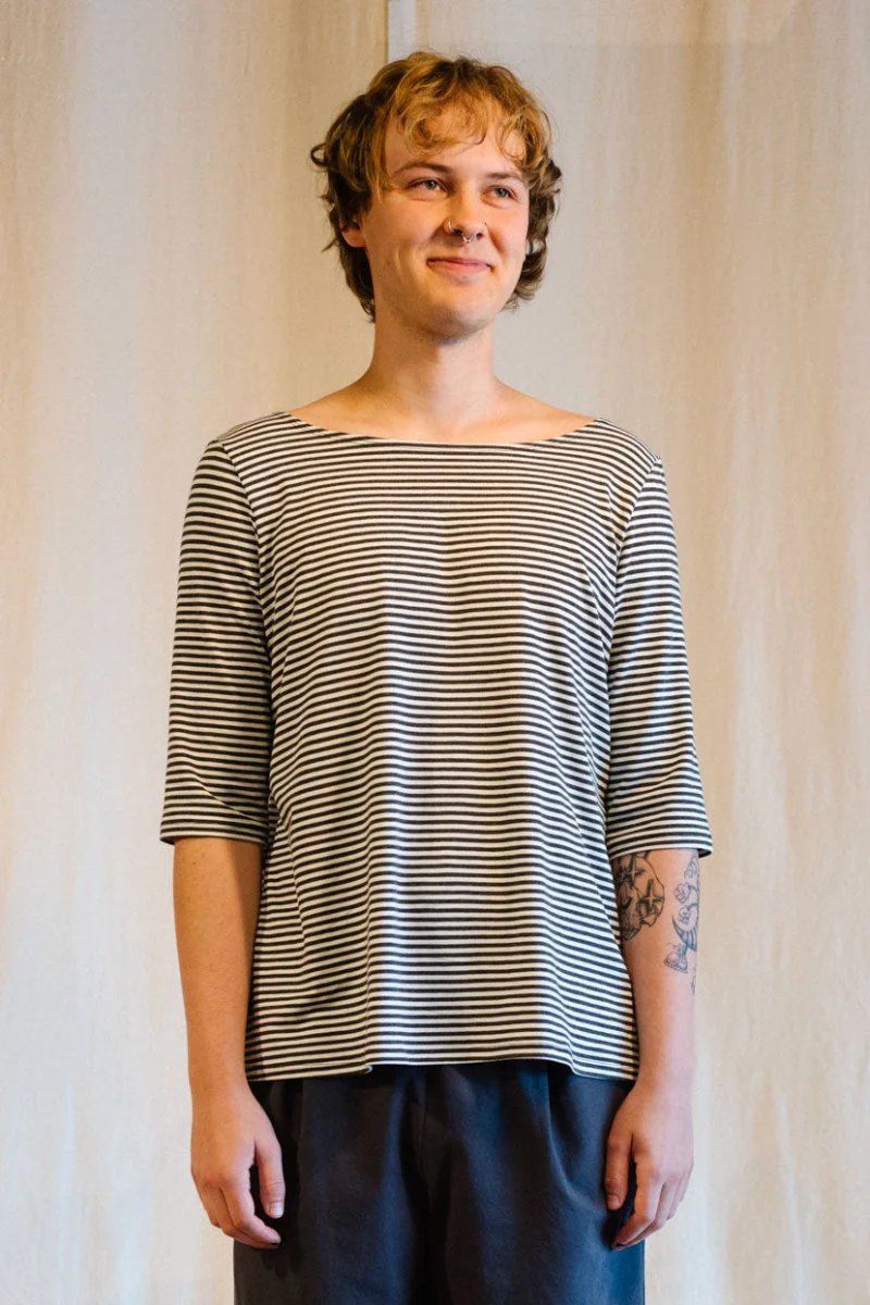 Leka Koko Boatneck Top (Olive White Stripe) - Image 5