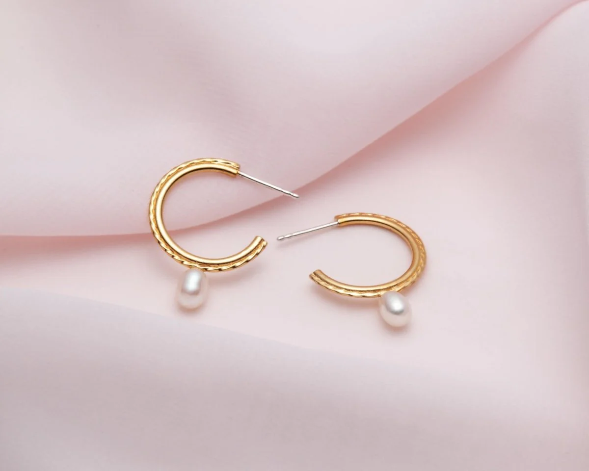 Lidia Jewelry Dainty Pearl Hoop Earrings