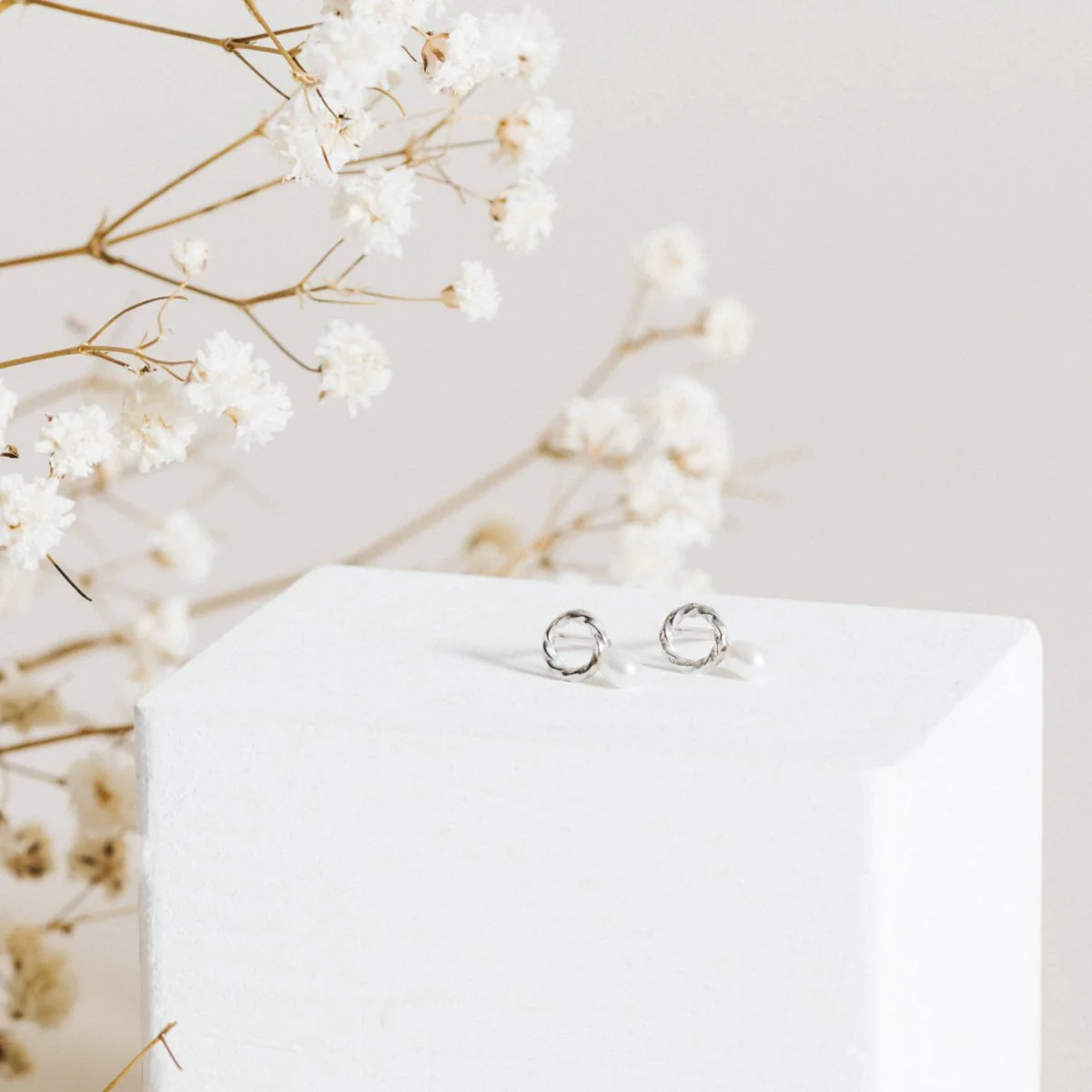 Lidia Jewelry Tiny Stud Earrings (Pearl) - Image 2