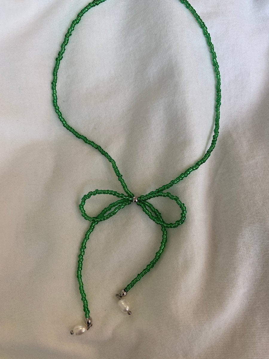 LILOU Gems Beaded Bow Necklace (Various Colours) - Image 12