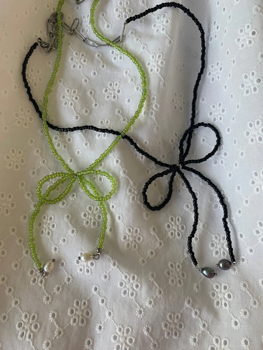 LILOU Gems Beaded Bow Necklace (Various Colours) - Image 6