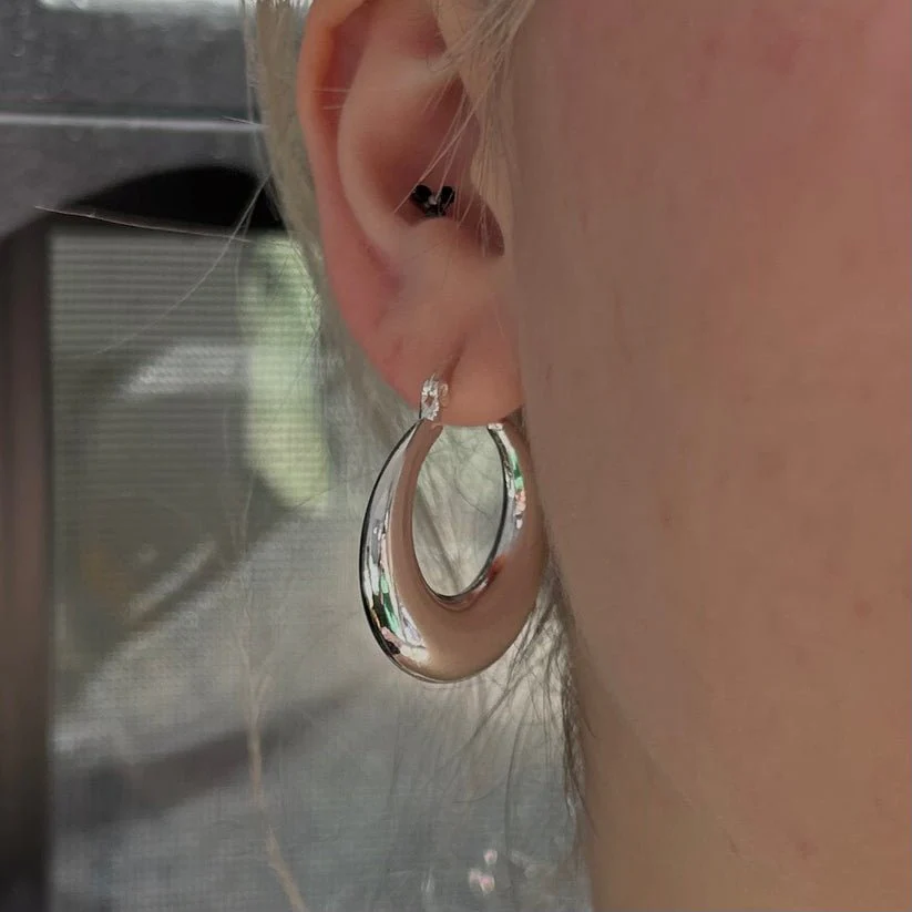LILOU Gems Chunky Hoops (Silver) - Image 3
