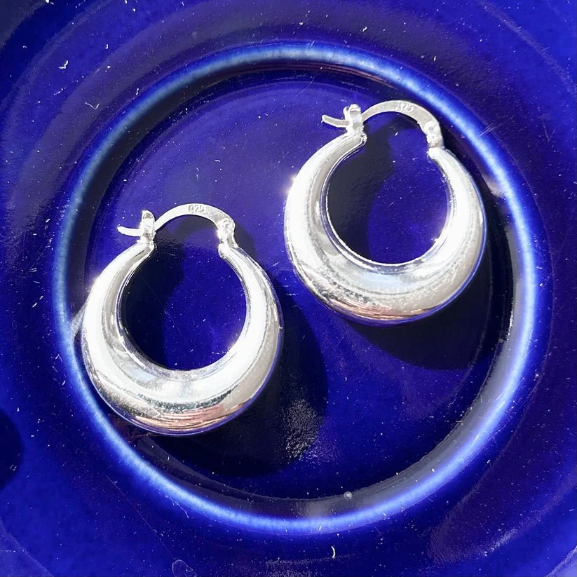 LILOU Gems Chunky Hoops (Silver) - Image 4