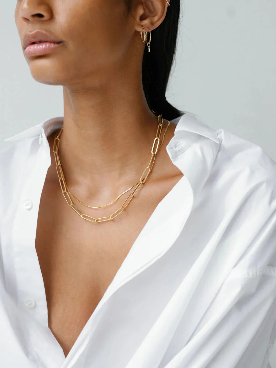 Lisbeth Fine Herringbone Necklace (Gold) - Image 2