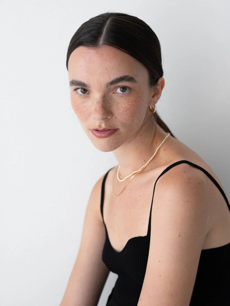 Lisbeth Fine Herringbone Necklace (Gold) - Image 4
