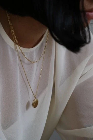 Lisbeth Classic Round Locket Necklace (Gold or Silver) - Image 2