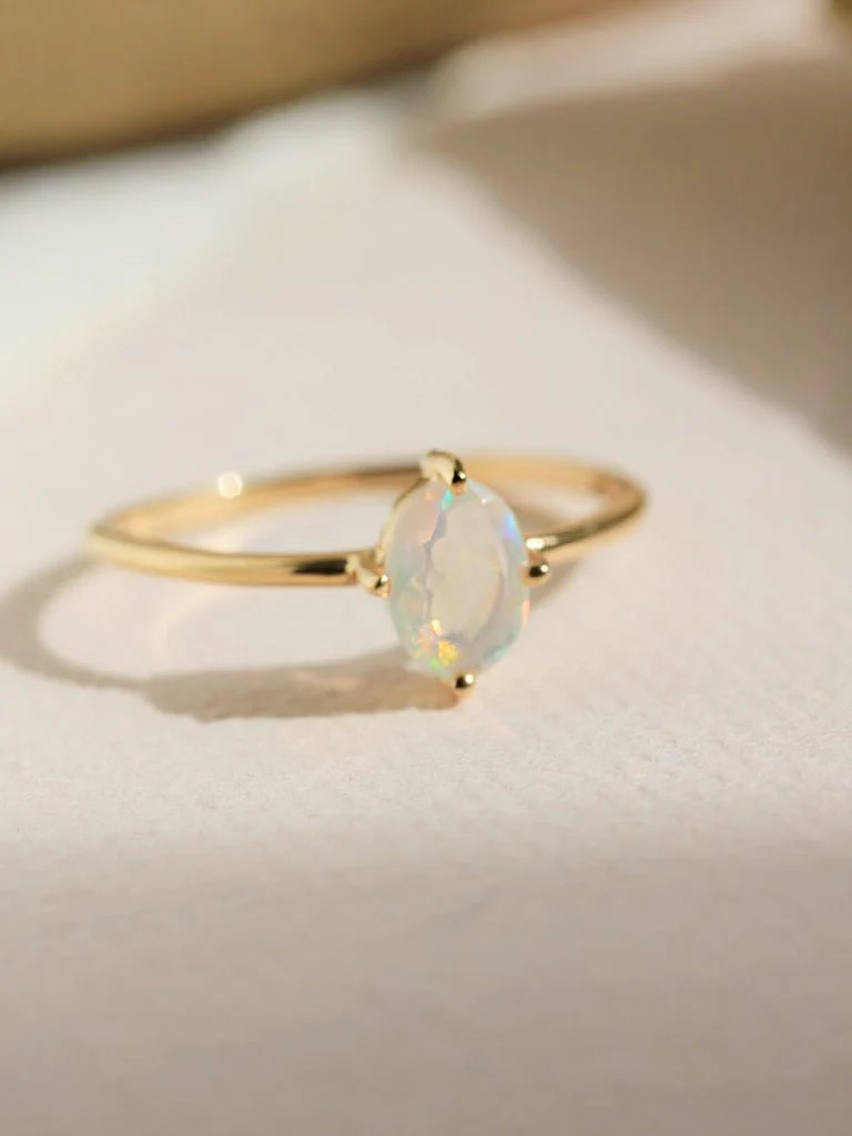 Little Gold Ava Ring (Opal) - Image 3