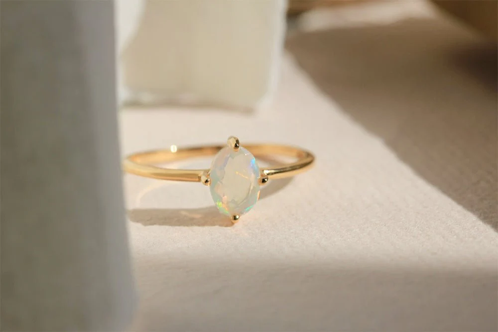Little Gold Ava Ring (Opal) - Image 4
