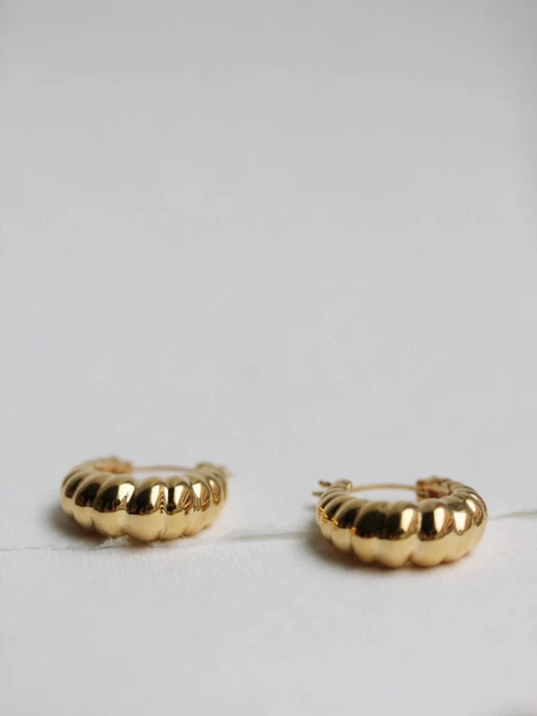 Little Gold Bateau Hoops (Gold) - Image 3