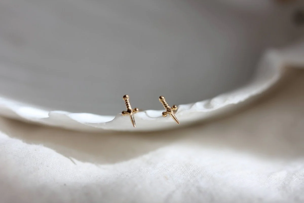 Little Gold Blow to the Heart Studs