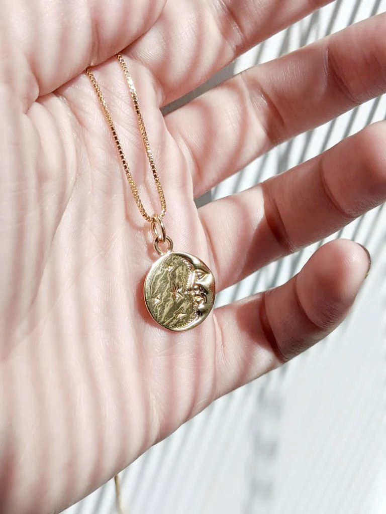 Little Gold Lucky Moon Necklace - Image 4