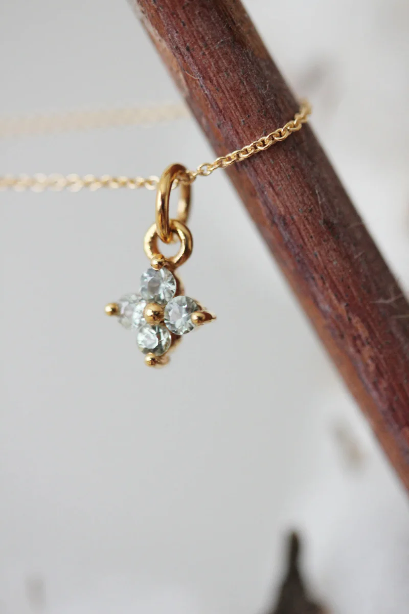 Little Gold Sapphire Blossom Necklace