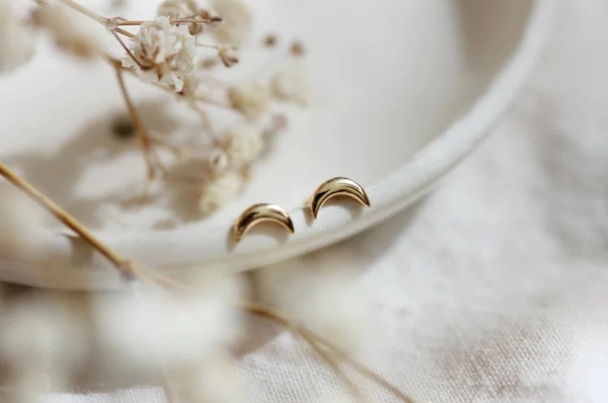 Little Gold Tiniest Moon Studs