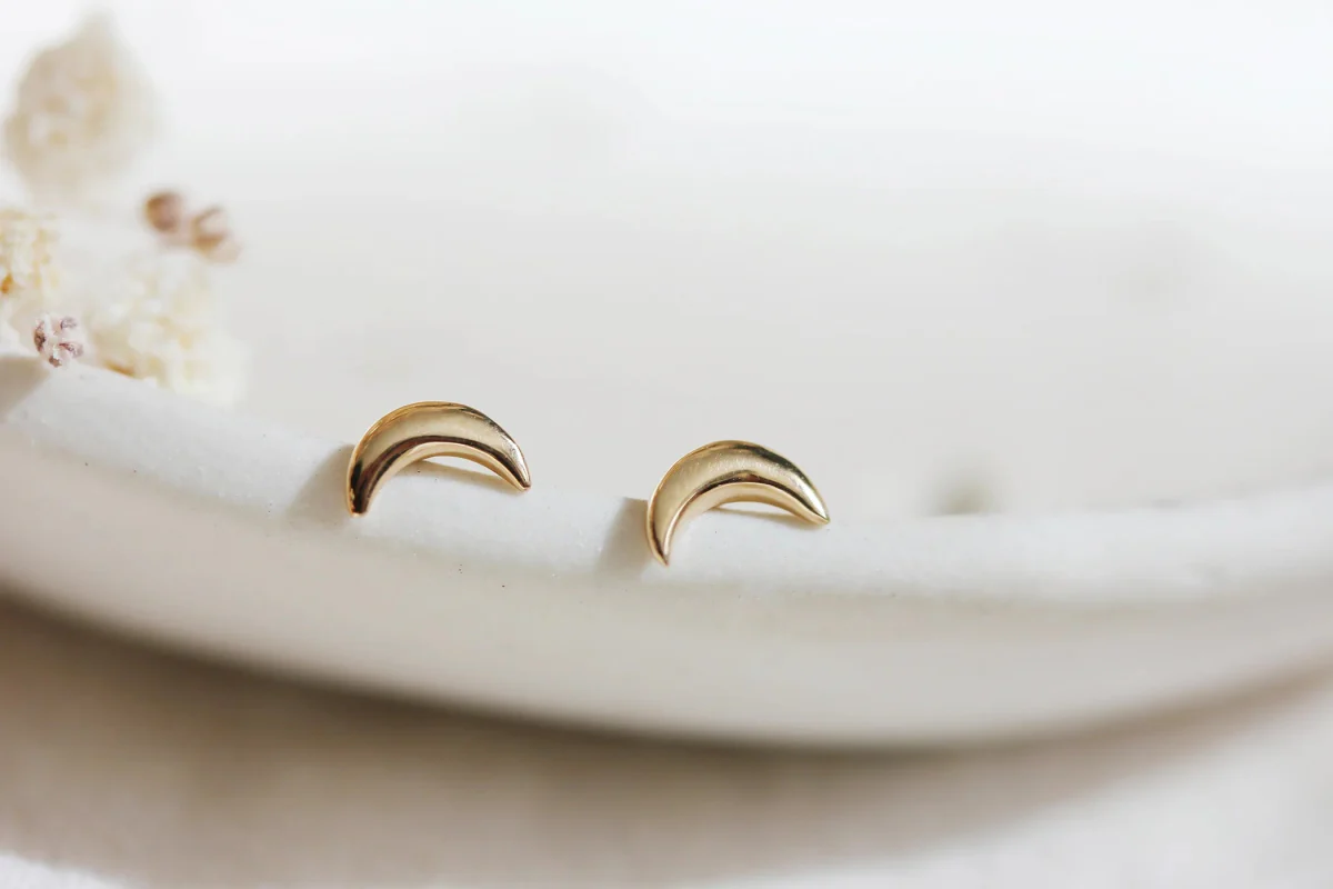 Little Gold Tiniest Moon Studs - Image 3