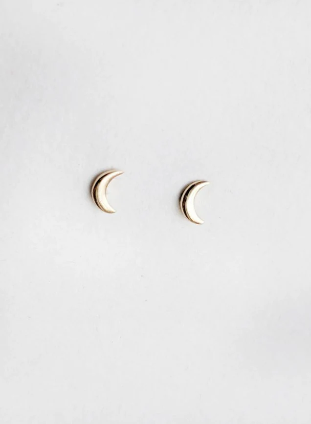 Little Gold Tiniest Moon Studs - Image 4