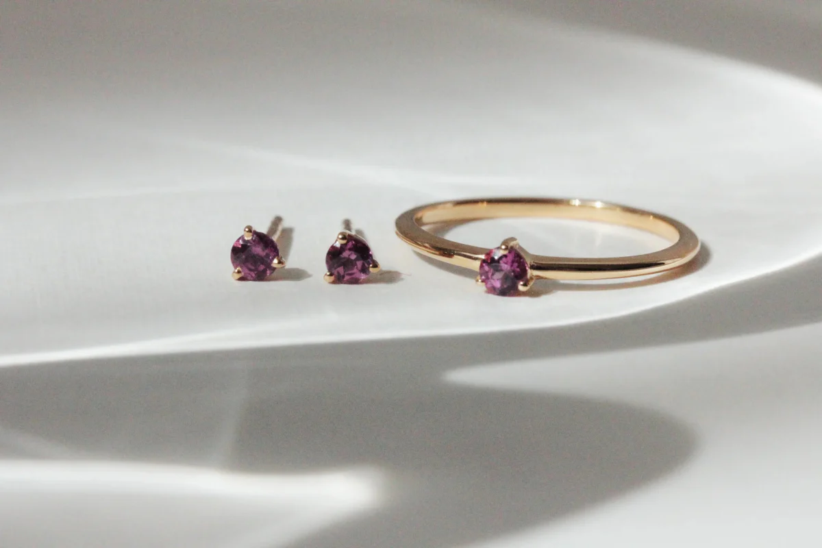 Little Gold Tiny Pink Garnet Ring - Image 6
