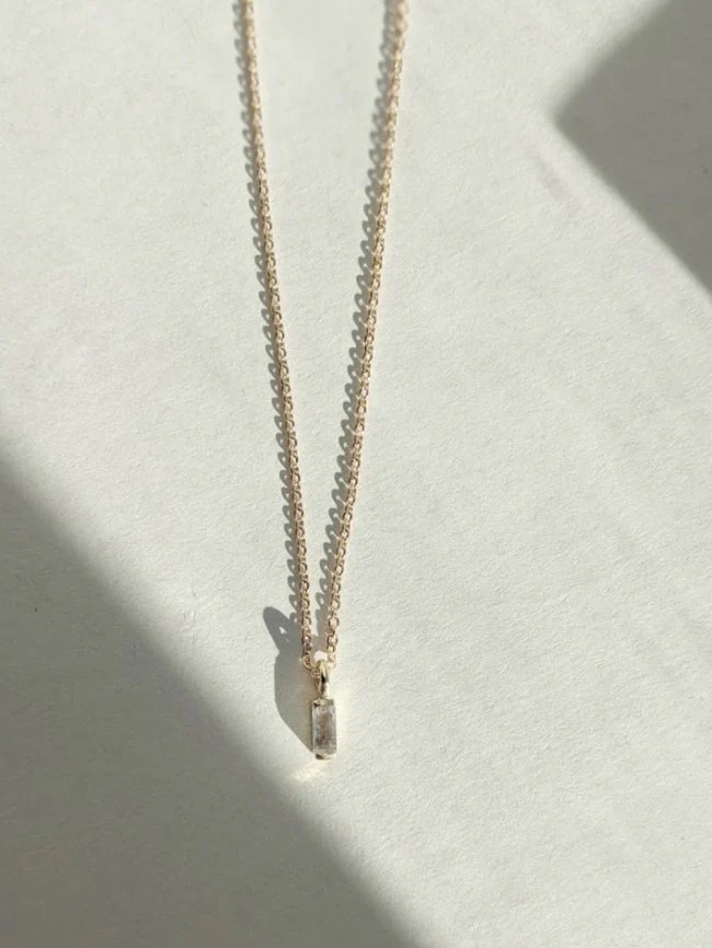 Little Gold Vesper Necklace (Labradorite) - Image 2