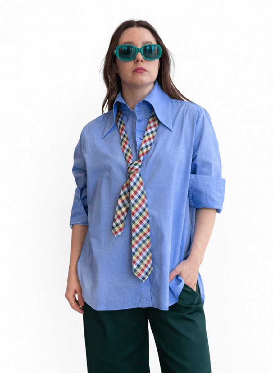 Meg Big Collar Shirt (Blue) - Image 2