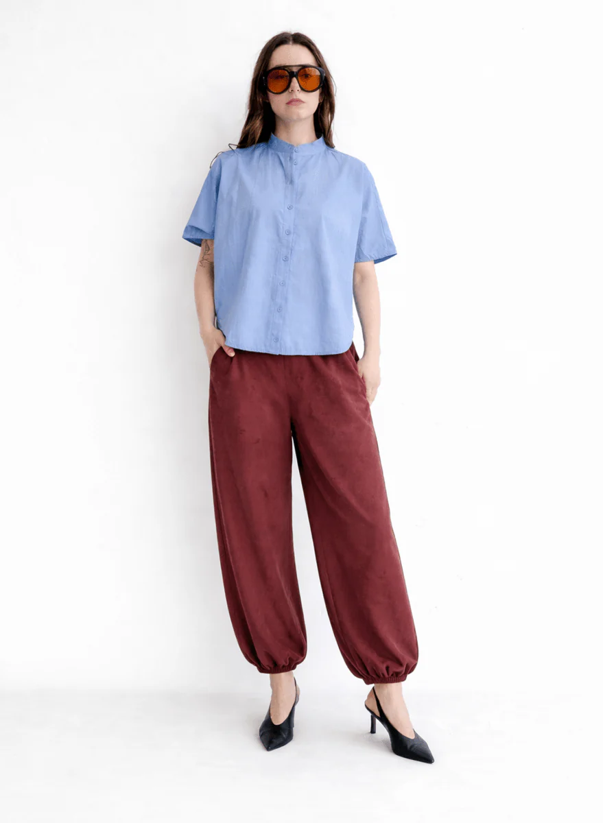 Meg Rounded Hem Shirt (Blue) - Image 3