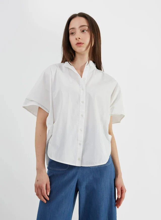 Meg Rounded Hem Shirt (White)