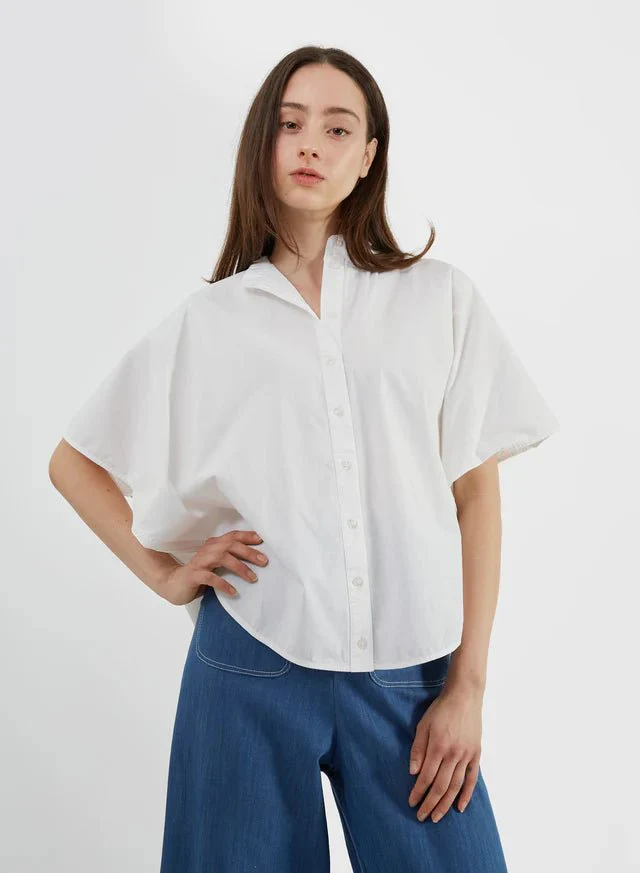 Meg Rounded Hem Shirt (White) - Image 3