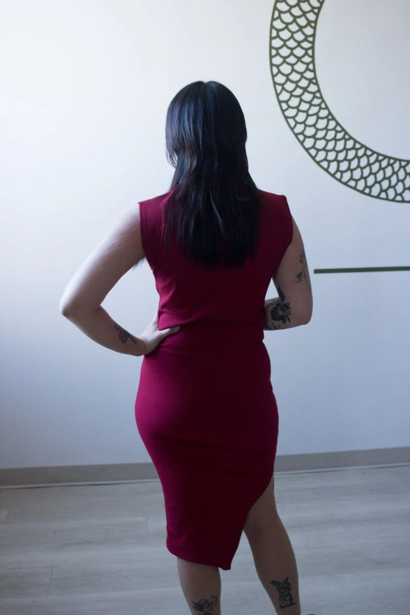 Meg Skinny Dress (Burgundy) - Image 8