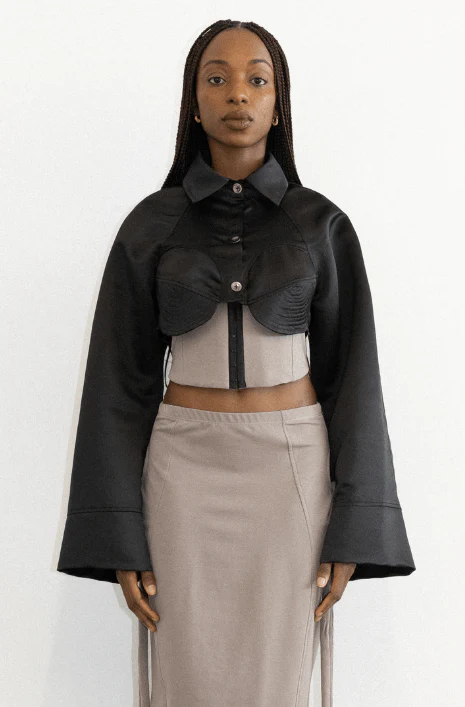 Mercy House Lair Cropped Satin Jacket - Image 2