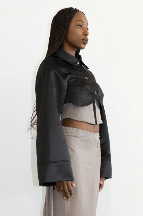 Mercy House Lair Cropped Satin Jacket - Image 3