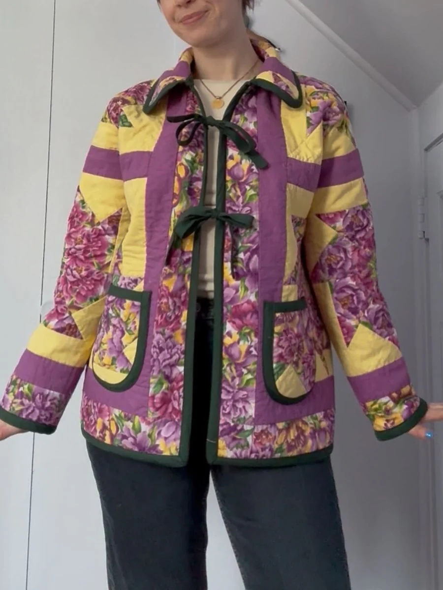 Middle Sister Co. Chore Coat (Yellow & Purple Floral Spring)