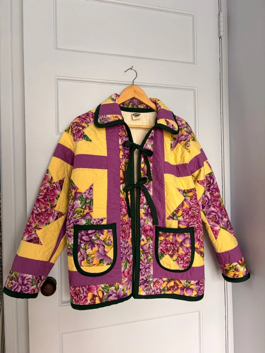 Middle Sister Co. Chore Coat (Yellow & Purple Floral Spring) - Image 2