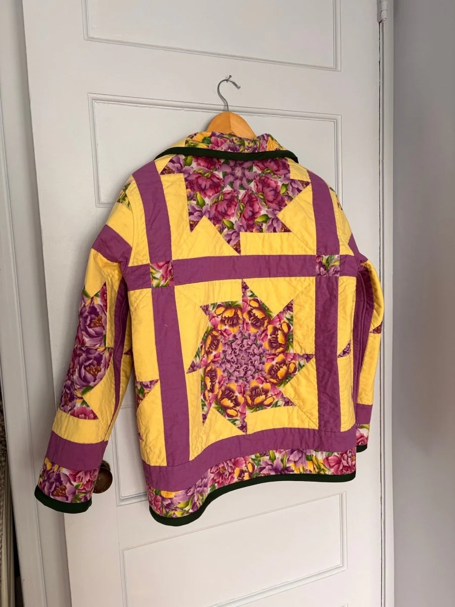 Middle Sister Co. Chore Coat (Yellow & Purple Floral Spring) - Image 3