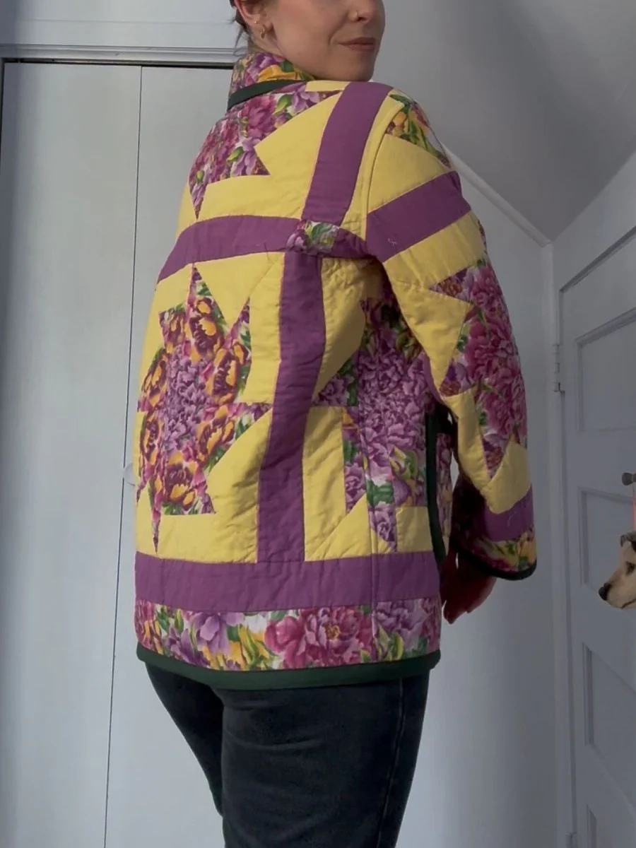 Middle Sister Co. Chore Coat (Yellow & Purple Floral Spring) - Image 4