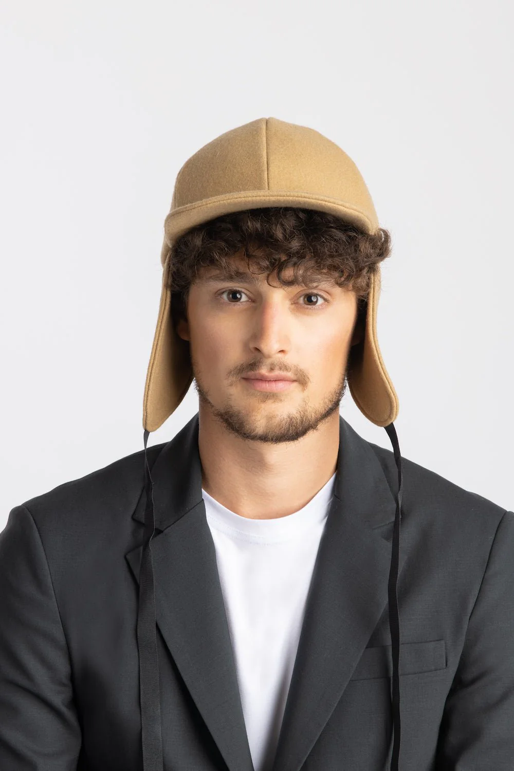 Milo & Dexter Round Cap with Ear Flaps (Beige Wool) - Image 5