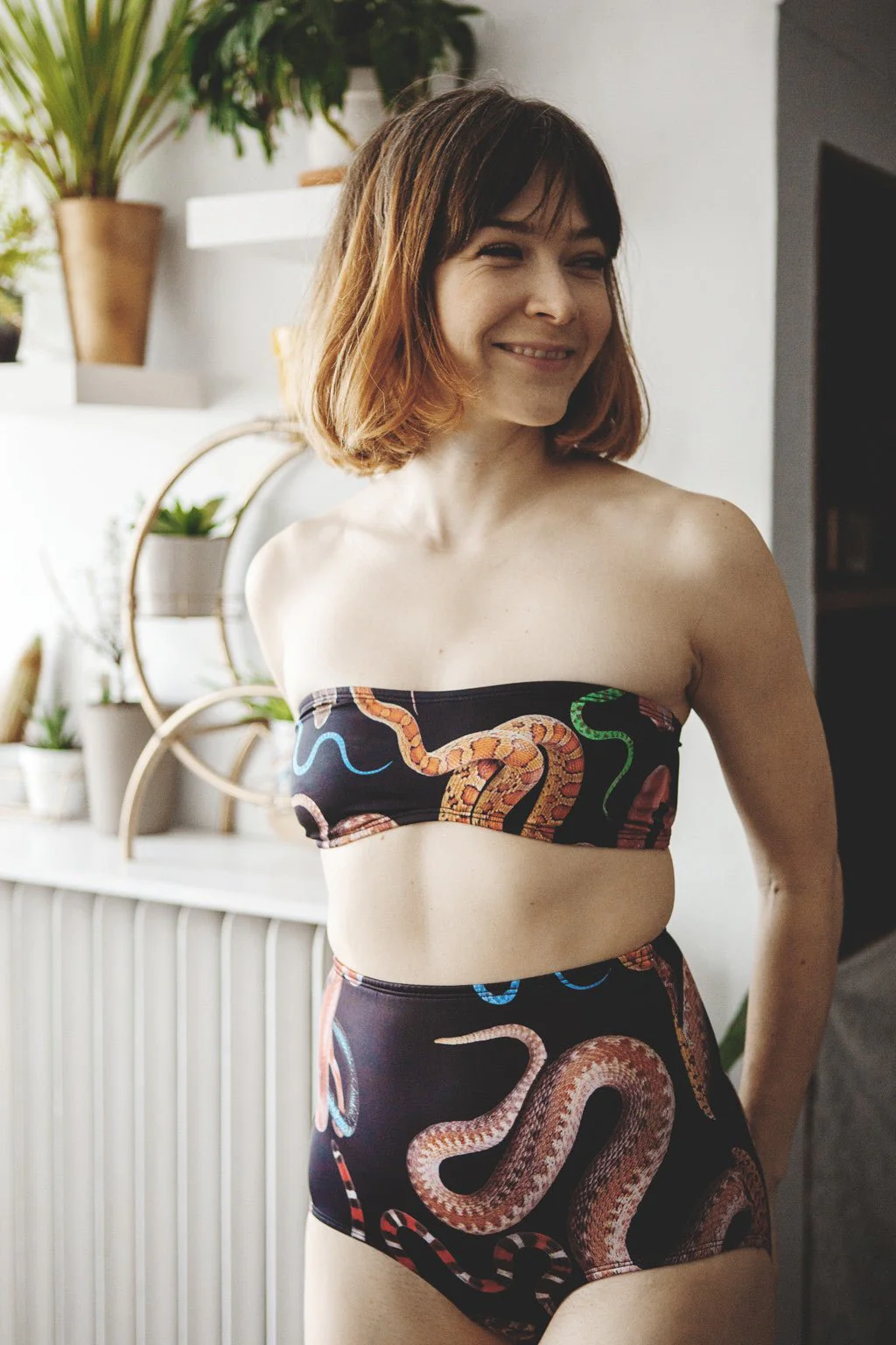 Minnow Bathers Garter Bottoms (Snake Print)