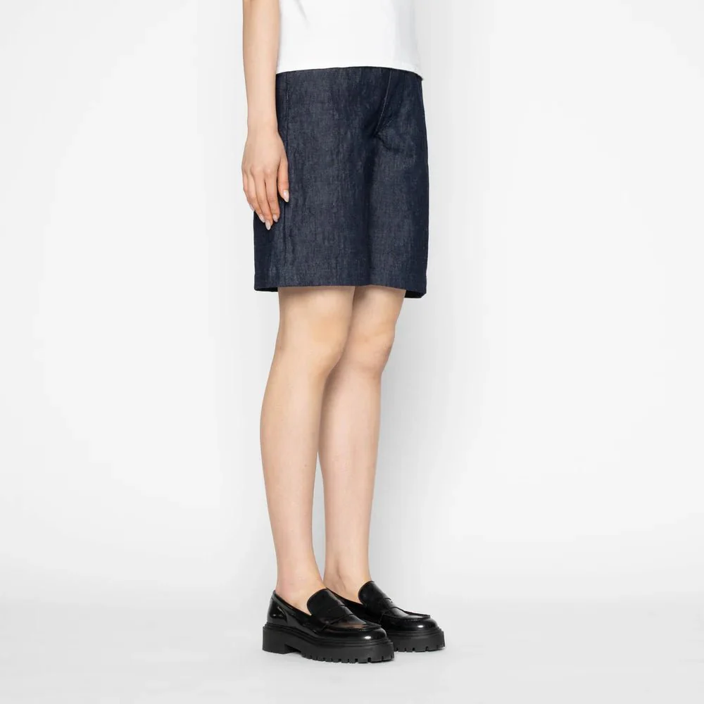 Naked & Famous Andie Linen Denim Shorts (Indigo) - Image 6