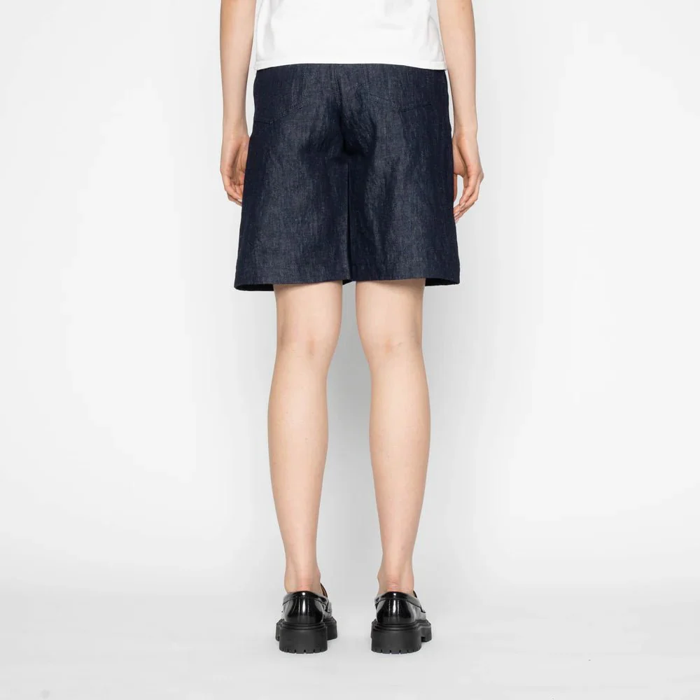 Naked & Famous Andie Linen Denim Shorts (Indigo) - Image 7