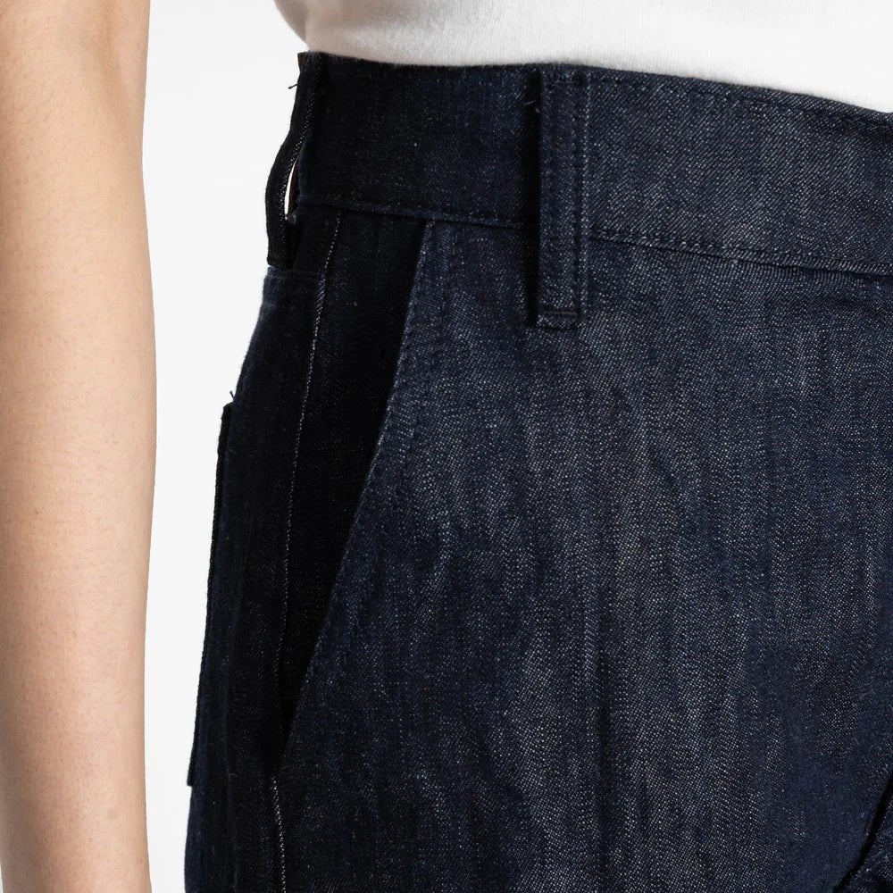 Naked & Famous Andie Linen Denim Shorts (Indigo) - Image 8