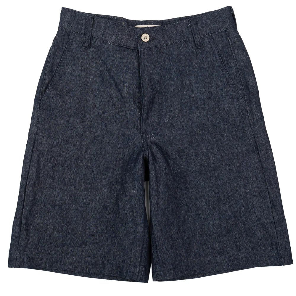 Naked & Famous Andie Linen Denim Shorts (Indigo) - Image 9