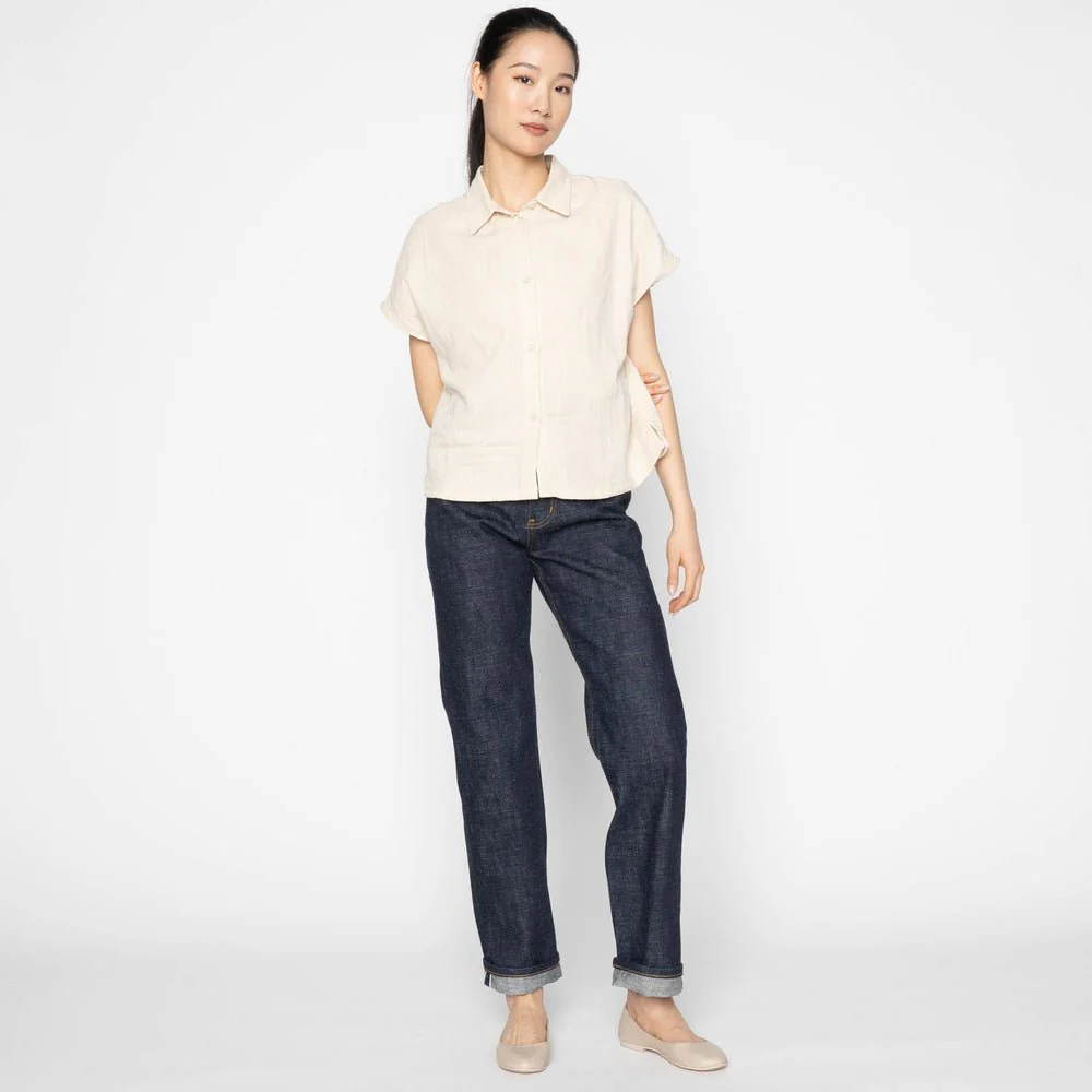 Naked & Famous Billie Shirt (Double Weave Gauze) - Bone - Image 4