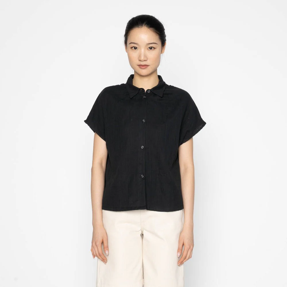 Naked & Famous Billie Shirt (Double Weave Gauze) - Black