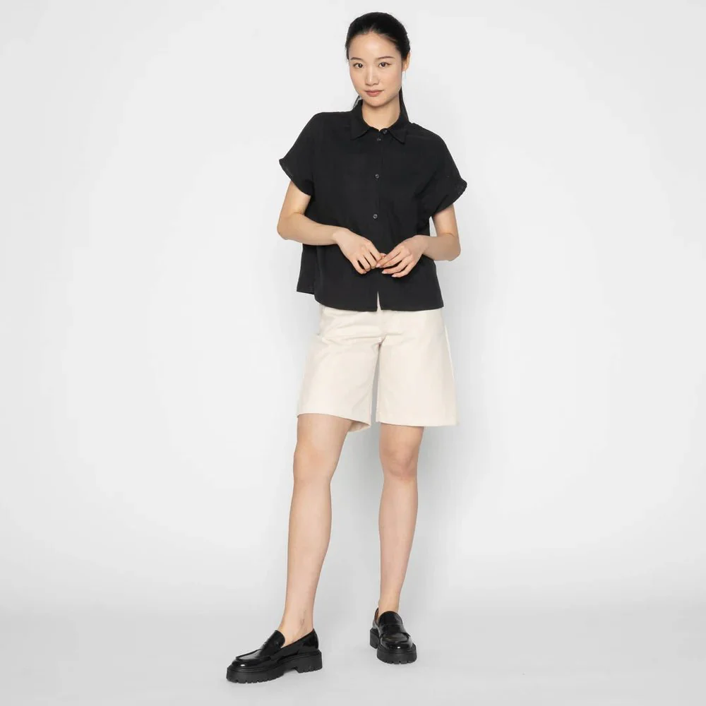 Naked & Famous Billie Shirt (Double Weave Gauze) - Black - Image 3