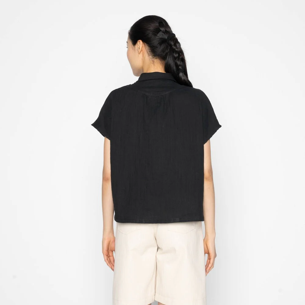 Naked & Famous Billie Shirt (Double Weave Gauze) - Black - Image 5