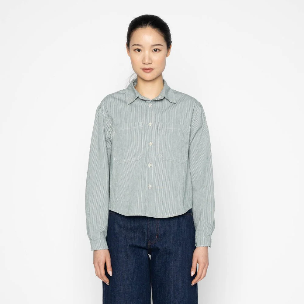 Naked & Famous Princeton Shirt - Organic Hickory (Green) - Image 6