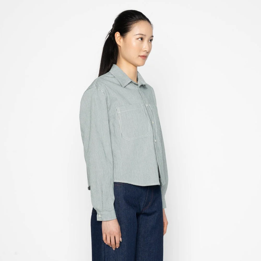 Naked & Famous Princeton Shirt - Organic Hickory (Green) - Image 7
