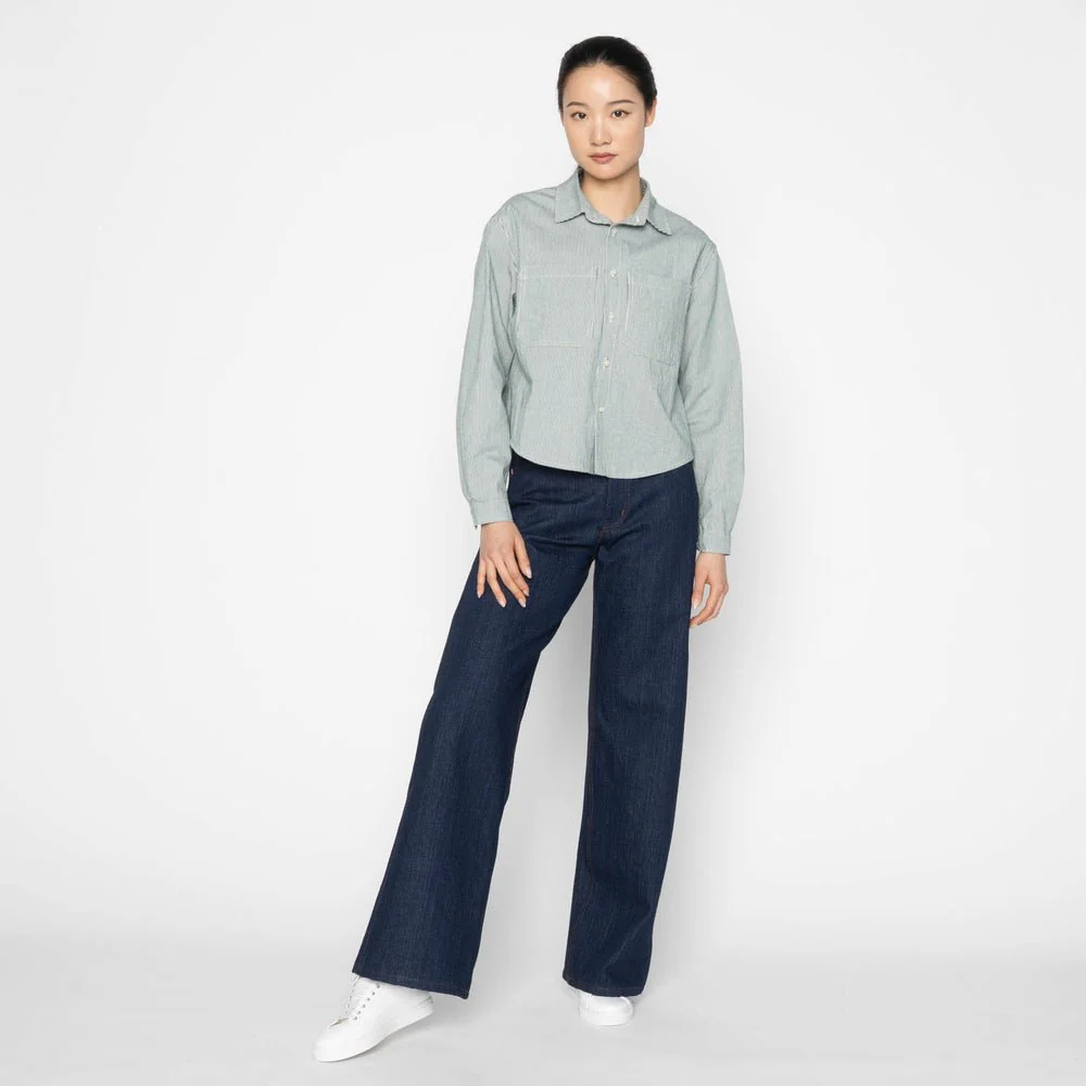 Naked & Famous Princeton Shirt - Organic Hickory (Green) - Image 9