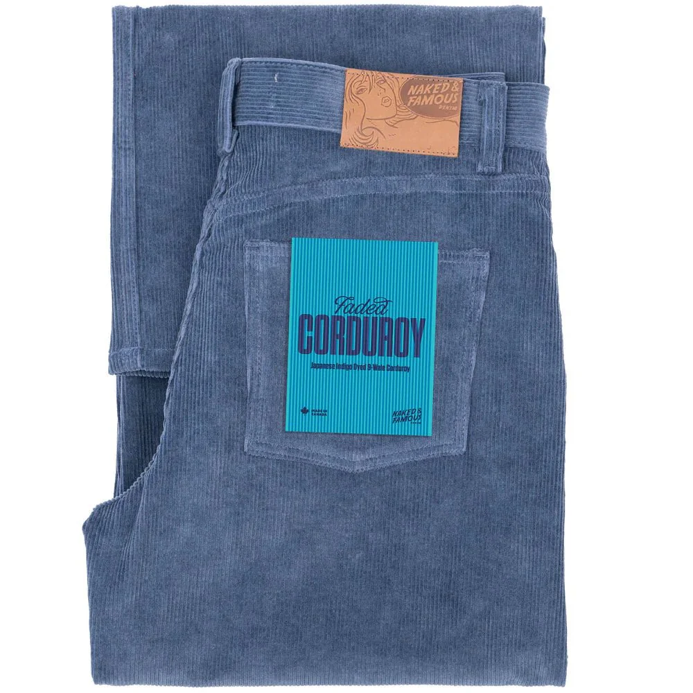 Naked & Famous Wide Wild West Jeans (Indigo Faded Corduroy) - Image 11
