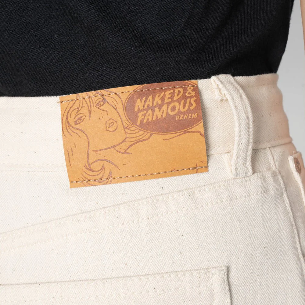 Naked & Famous Wide Wild West Jeans (Hard Twist Ecru Herringbone) - Image 10