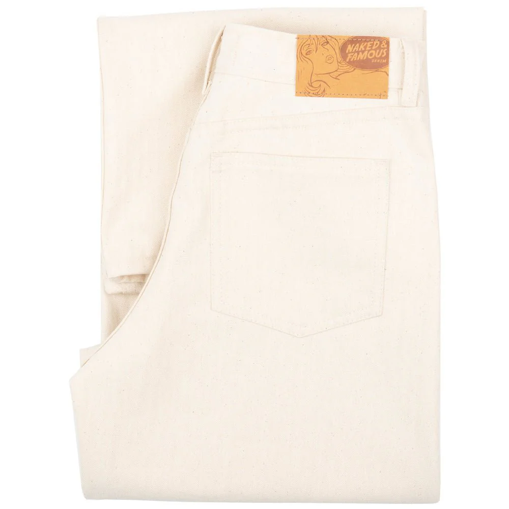 Naked & Famous Wide Wild West Jeans (Hard Twist Ecru Herringbone) - Image 12
